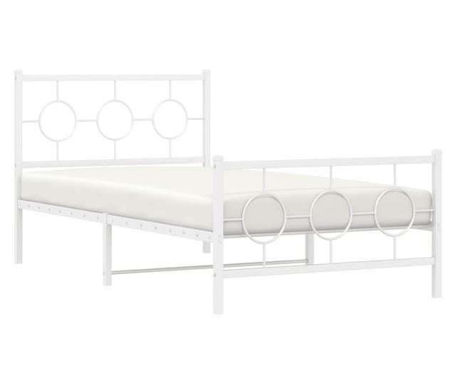 fehér fém ágykeret fej- és lábtámlával 100x200 cm