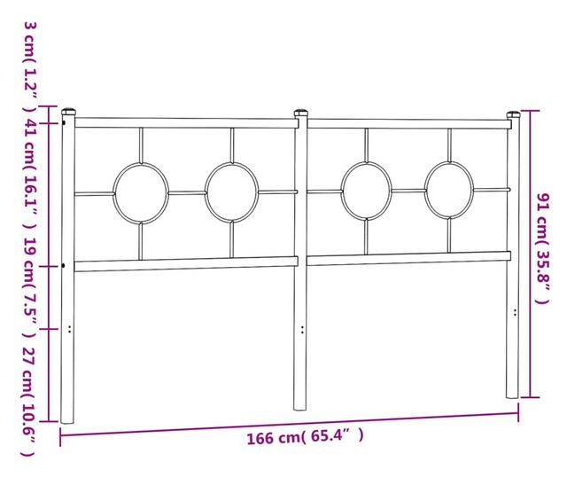 fehér fém fejtámla 160 cm