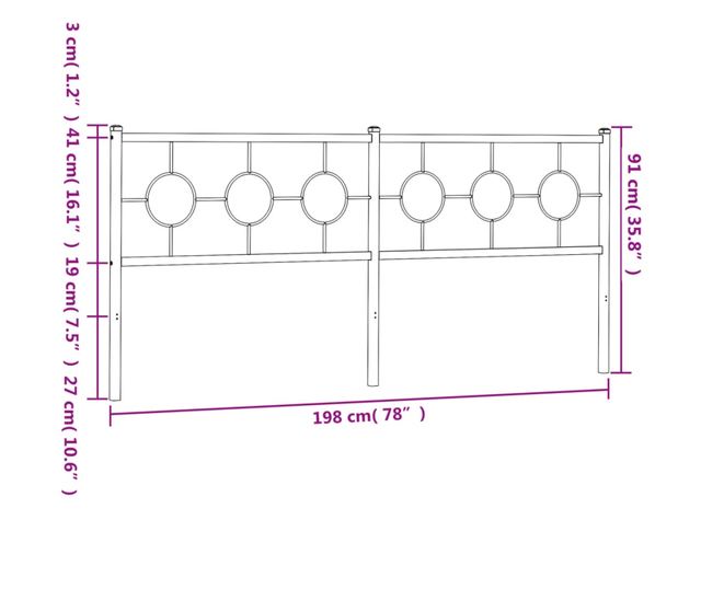 fehér fém fejtámla 193 cm