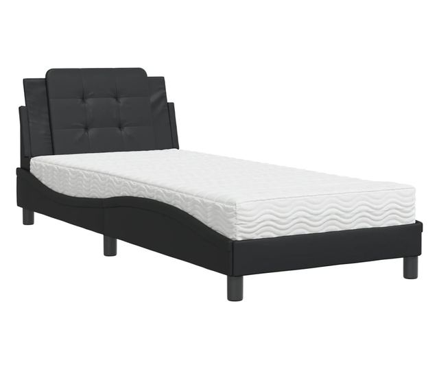 Легло с матрак, черно, 80x200 см, изкуствена кожа