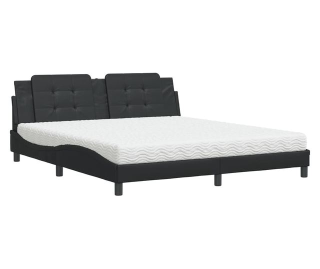 Легло с матрак, черно, 180x200 см, изкуствена кожа