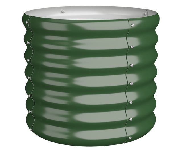 Зелена градинска саксия 40x40x36 см с прахово покритие от стомана