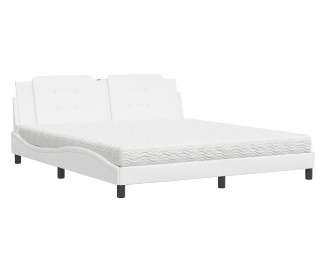 Легло с матрак, бяло, 180x200 см, изкуствена кожа