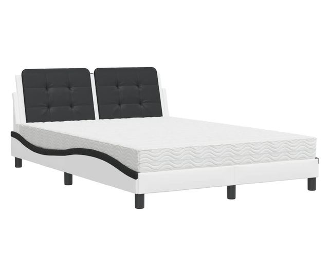 Легло с матрак, бяло и черно, 140x190 см изкуствена кожа