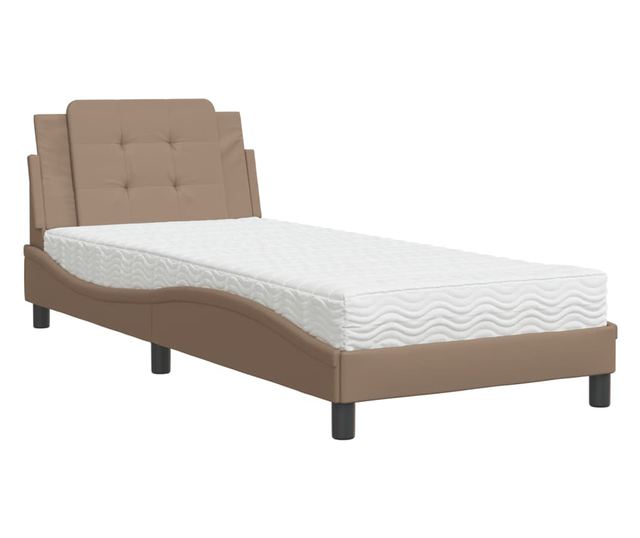 Легло с матрак, капучино, 100x200 см, изкуствена кожа