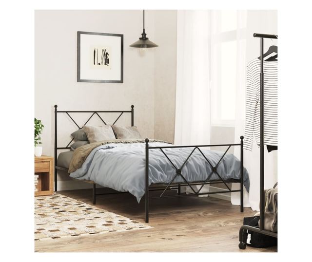 fekete fém fejtámla 90 cm