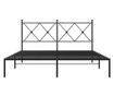 fekete fém ágykeret fejtámlával 160 x 200 cm