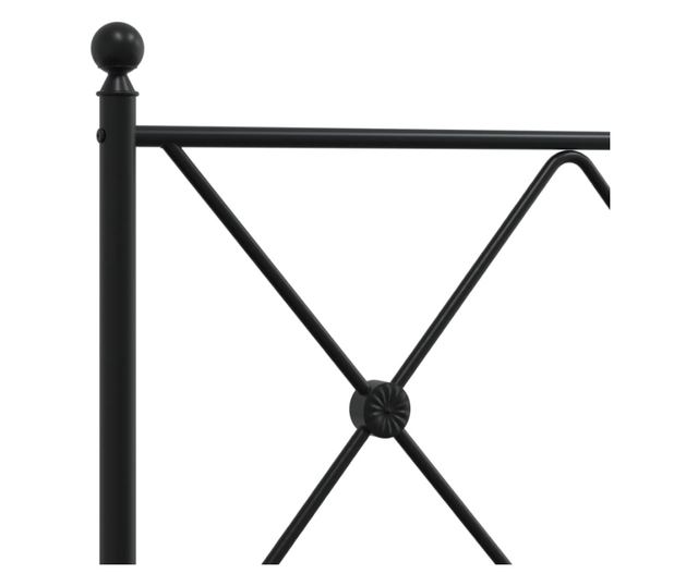 fekete fém ágykeret fejtámlával 160 x 200 cm