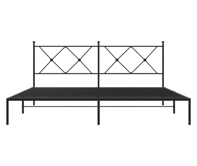 fekete fém ágykeret fejtámlával 183 x 213 cm