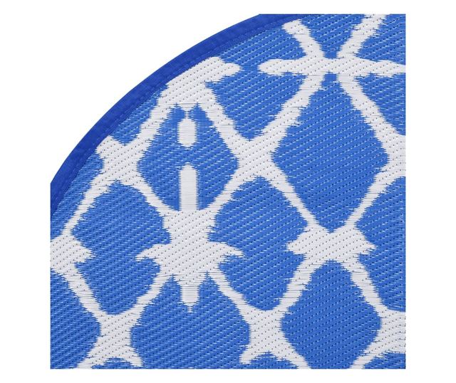 kék és fehér polipropilén kültéri szőnyeg Ø120 cm