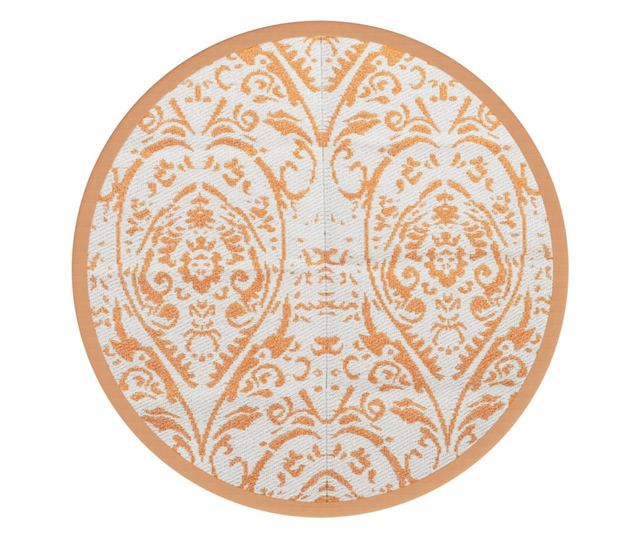 narancssárga és fehér polipropilén kültéri szőnyeg Ø200 cm