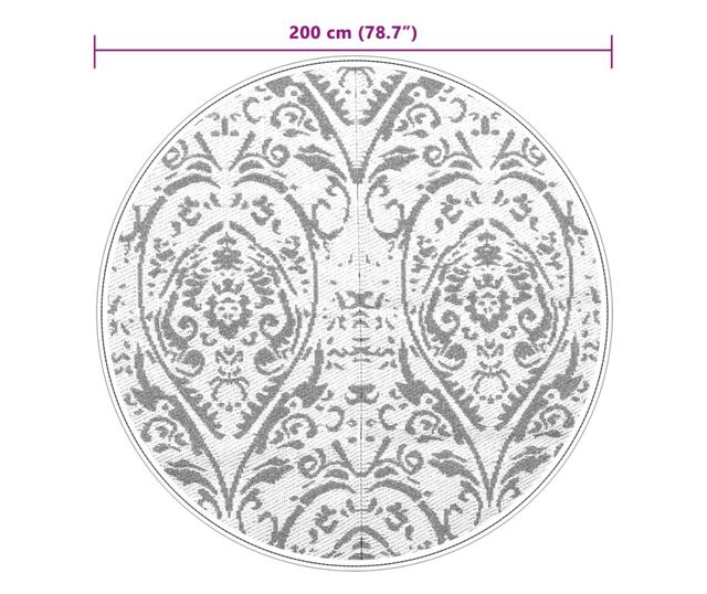 narancssárga és fehér polipropilén kültéri szőnyeg Ø200 cm