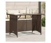 barna polyrattan üveglapos kerti asztal 110x68x70 cm