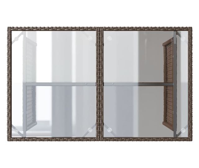 barna polyrattan üveglapos kerti asztal 110x68x70 cm