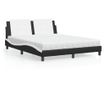 Легло с матрак, черно и бяло, 160x200 см, изкуствена кожа
