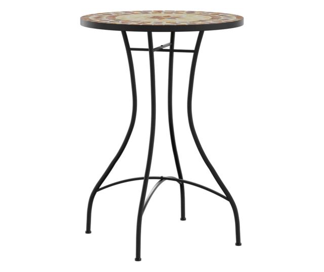 terrakotta/fehér kerámia mozaikmintás bisztróasztal Ø50x70 cm