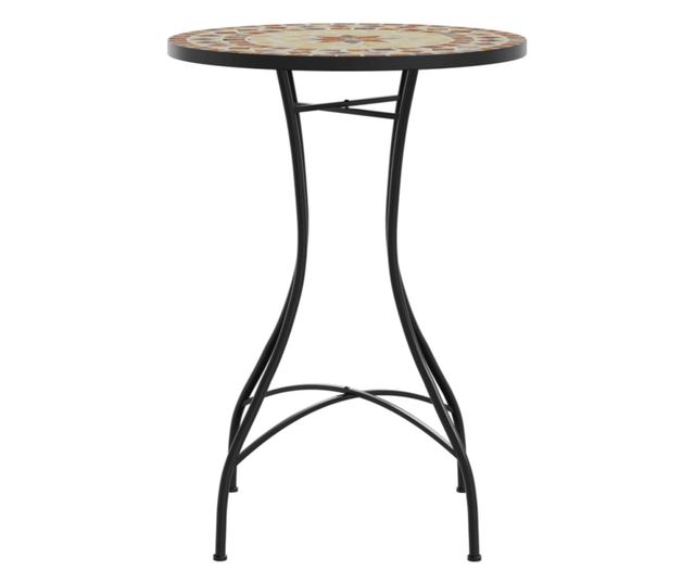 terrakotta/fehér kerámia mozaikmintás bisztróasztal Ø50x70 cm