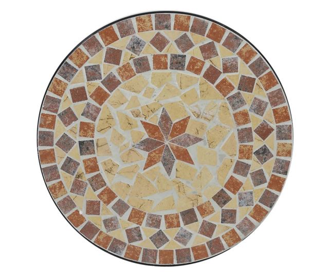 terrakotta/fehér kerámia mozaikmintás bisztróasztal Ø50x70 cm