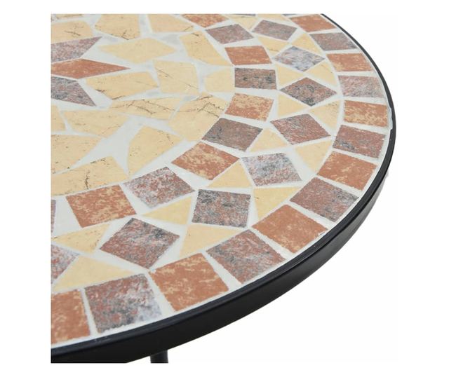 terrakotta/fehér kerámia mozaikmintás bisztróasztal Ø50x70 cm