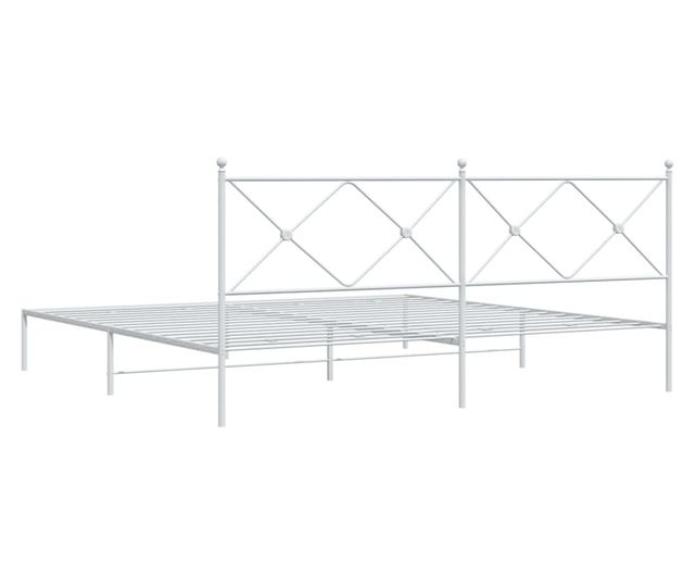 fehér fém ágykeret fejtámlával 200 x 200 cm