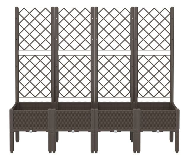 barna polipropilén rácsos kerti ültetőláda 160 x 40 x 142 cm