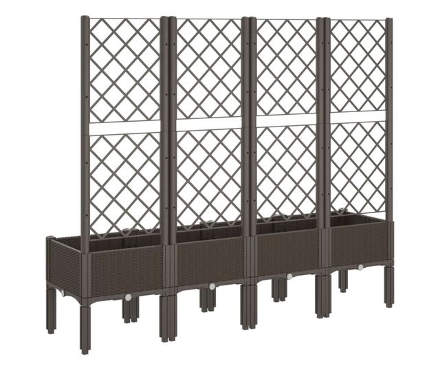 barna polipropilén rácsos kerti ültetőláda 160 x 40 x 142 cm