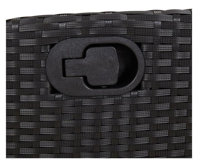 2 db fekete polyrattan dönthető kerti szék lábtartóval