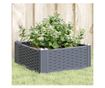 szürke PP kerti virágláda cövekekkel 42,5 x 42,5 x 28,5 cm