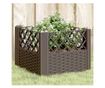 barna polipropilén kerti virágláda cövekekkel 43,5x43,5x43,5 cm