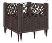 barna polipropilén kerti virágláda cövekekkel 43,5x43,5x43,5 cm