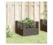 barna polipropilén kerti virágláda cövekekkel 43,5x43,5x43,5 cm