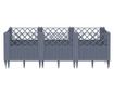 szürke PP kerti virágláda cövekekkel 123,5 x 43,5 x 43,5 cm