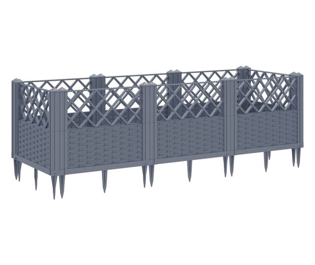 szürke PP kerti virágláda cövekekkel 123,5 x 43,5 x 43,5 cm