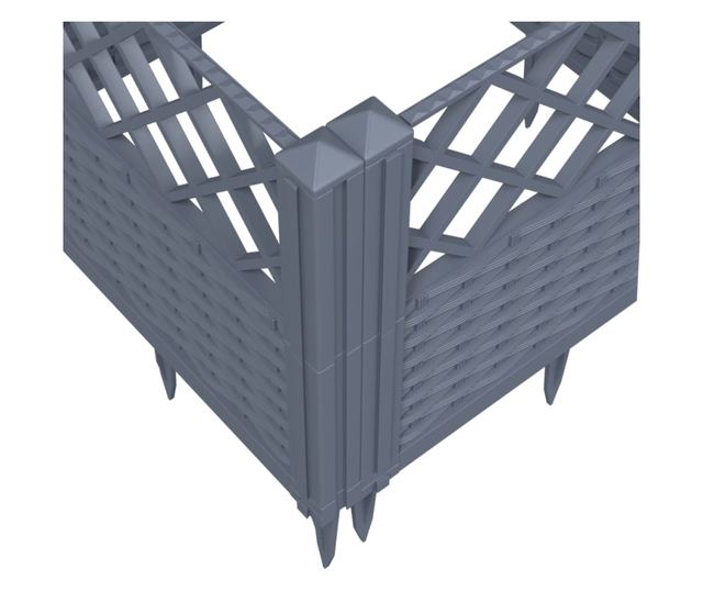 szürke PP kerti virágláda cövekekkel 123,5 x 43,5 x 43,5 cm