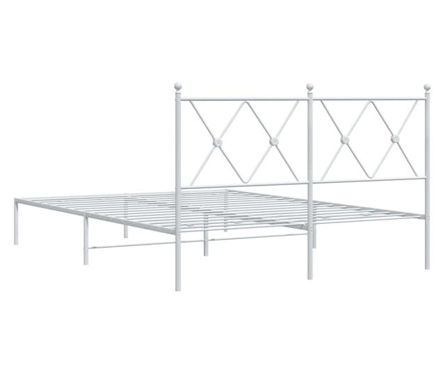 fehér fém ágykeret fejtámlával 140 x 190 cm