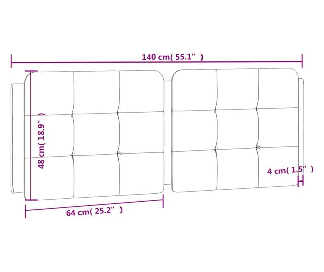 fekete és fehér műbőr fejtámla párna 140 cm