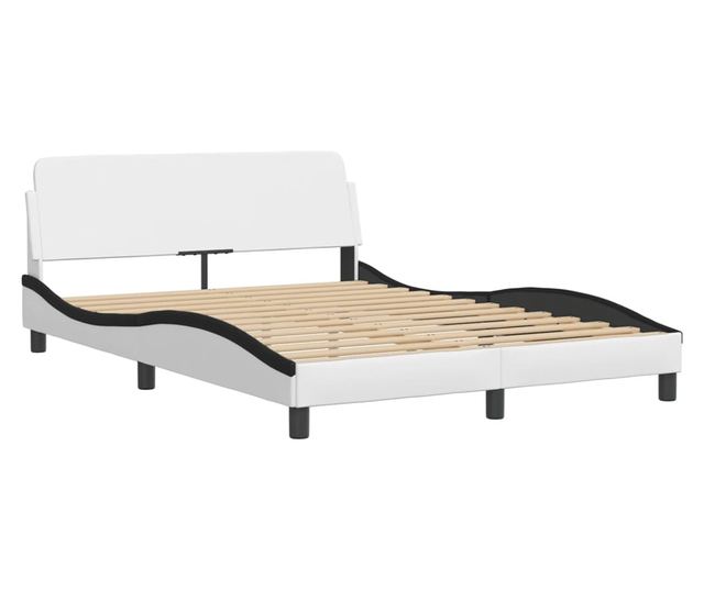 Легло с матрак, бяло и черно, 140x190 см изкуствена кожа