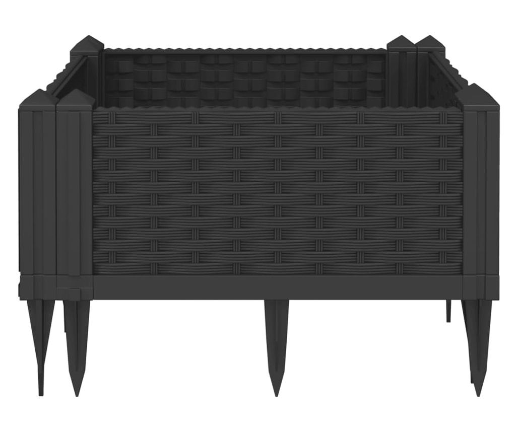 Zahradní truhlík s kolíky černý 42,5 x 42,5 x 28,5 cm PP - 2