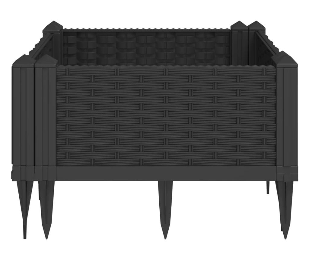 Zahradní truhlík s kolíky černý 42,5 x 42,5 x 28,5 cm PP - 4