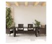 barna polyrattan üveglapos kerti asztal 240 x 90 x 75 cm