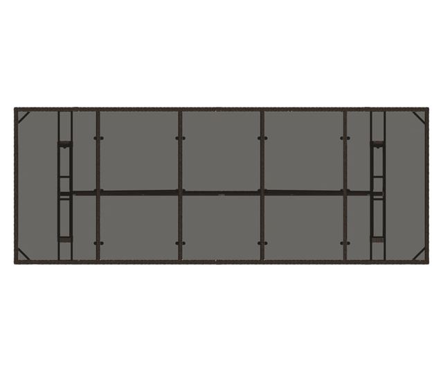 barna polyrattan üveglapos kerti asztal 240 x 90 x 75 cm