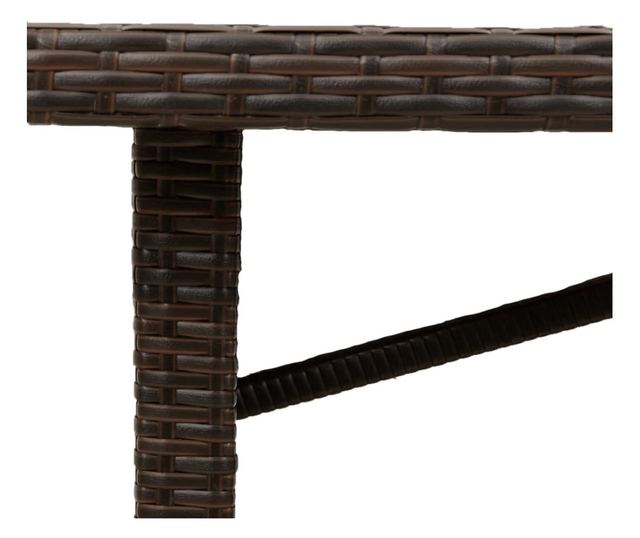 barna polyrattan üveglapos kerti asztal 240 x 90 x 75 cm