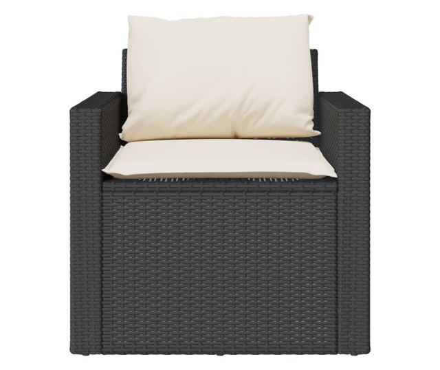 4 részes fekete polyrattan kerti ülőgarnitúra párnákkal