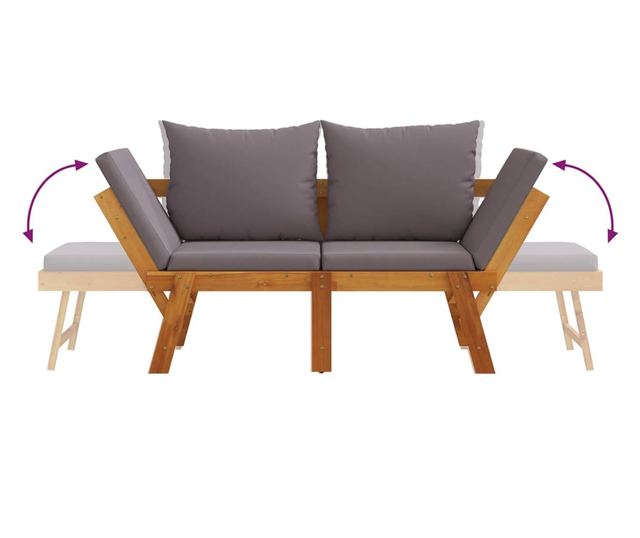 2 az 1-ben tömör akácfa kerti pad párnákkal