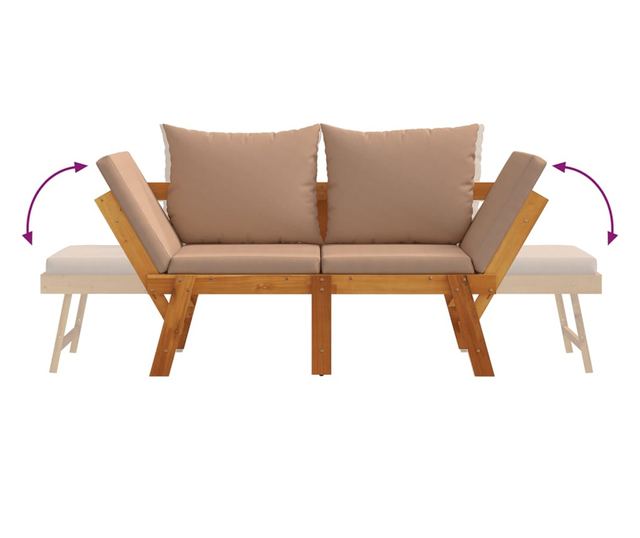 2 az 1-ben tömör akácfa kerti pad párnákkal