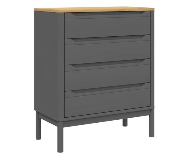 FLORO szürke tömör fenyőfa komód