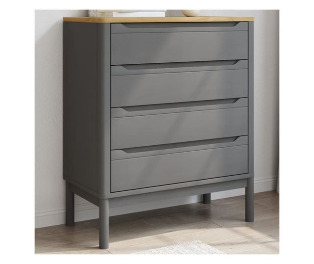 FLORO szürke tömör fenyőfa komód