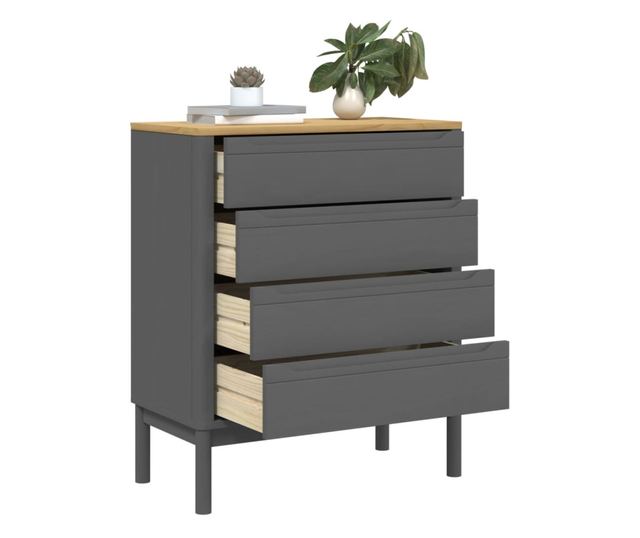 FLORO szürke tömör fenyőfa komód