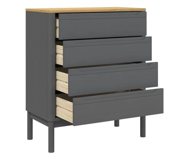 FLORO szürke tömör fenyőfa komód