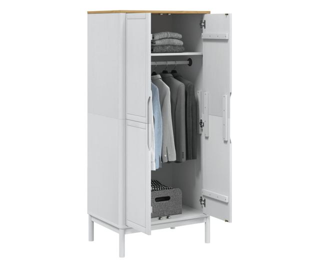 FLORO fehér tömör fenyőfa szekrény 77 x 53 x 171 cm